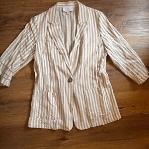 Halston Heritage Beige Striped Blazer